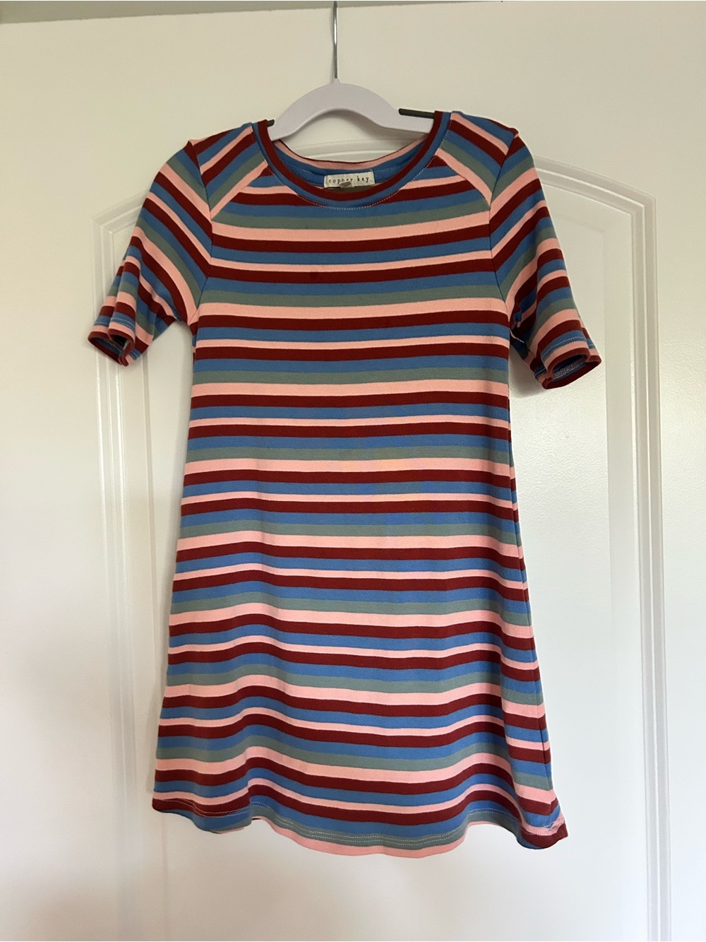 Kids Striped Short Sleeve Dress - Multicolor
